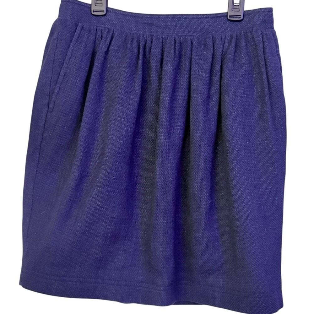 Burberry Textured Navy Blue Mini Skirt Women's 6 Woven Preppy Academia Office